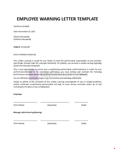 Employee Warning Letter Sample