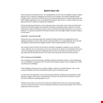 Speech about Life example document template