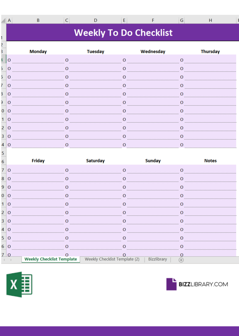 weekly to-do list printable template | bizzlibrary