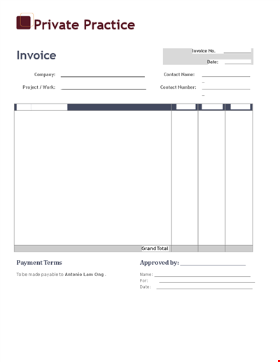 Private Practice Invoice Template
