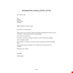 Resignation Cancellation Request Letter example document template