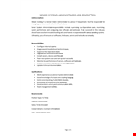 Senior System Administrator Job Description example document template