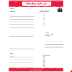 Holiday Gift List In Pdf example document template