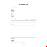 Fax Cover Sheet Word example document template