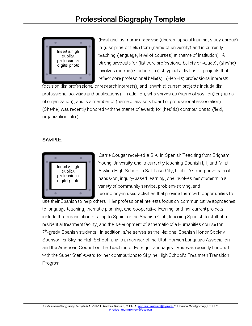 Professional Biography Template