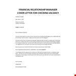 Financial Relationship Manager cover letter example document template