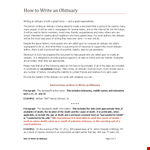 Funeral Obituary Example example document template