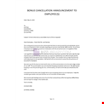Bonus cancellation announcement example document template