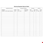 Electrical Equipment Log Template - Track Equipment Information & Initial example document template