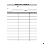 Safety Training Sign In Sheet Template - Safety Training Sheet for Efficient Record-Keeping example document template