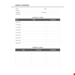 Quick Agenda Example A example document template