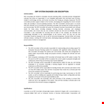 ERP System Engineer Job Description example document template
