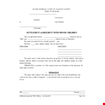 Child Support Settlement Agreement Form example document template