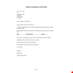 Tourist Visa Request Letter example document template 