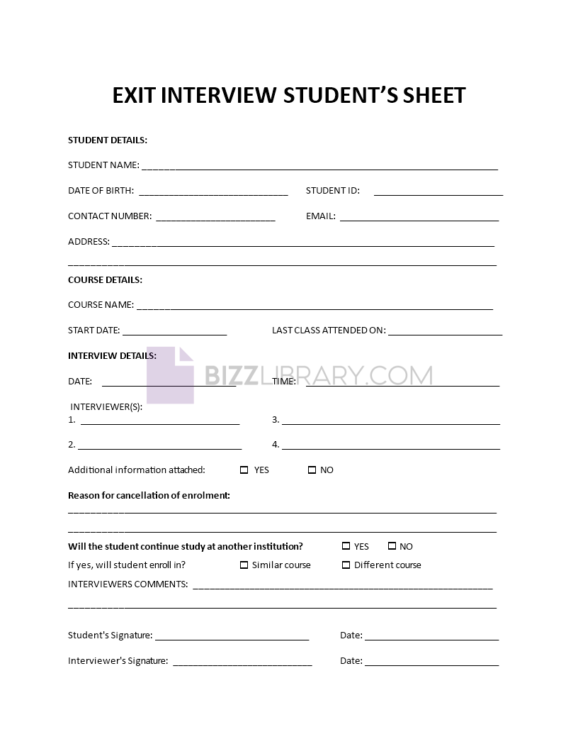 exit interview students Main Image exit interview students template