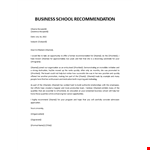 Business School Recommendation Letter example document template