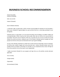 Business School Recommendation Letter