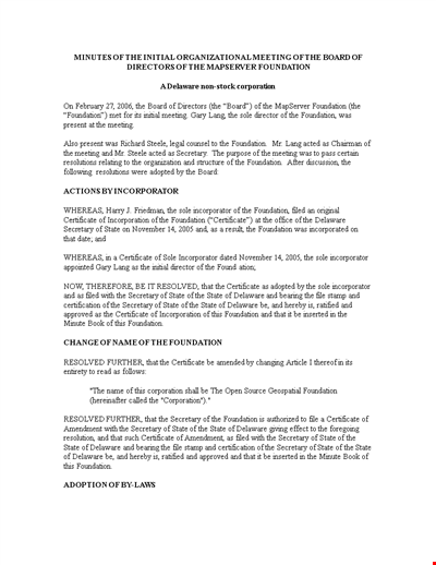 Non Profit Meeting Minutes Template for Board of Directors | Free for Corporation