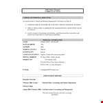 Business Management Resume Writing for Finance, Accounting, and Economics Professionals - Get Hired example document template