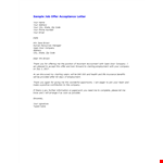 Accepting Job Offer Letter | Confirmation of Employment example document template