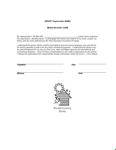 Organization Media Release Form Template