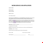 Service Worker Job Application Letter example document template