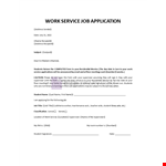 Service Worker Job Application Letter example document template 