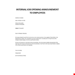 Internal job opening announcement to employees example document template