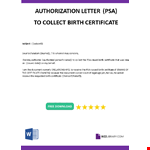 Authorization Letter for PSA example document template