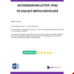 Authorization Letter for PSA example document template 