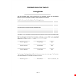 Corporate Resolution Template example document template
