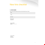 New Hire Employee Checklist Template example document template