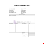 Estimate Sheet Layout for Company Projects example document template