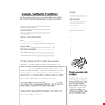 Loan Payment Acknowledgement: Account Payment to Creditors - Monthly Amount Example example document template 