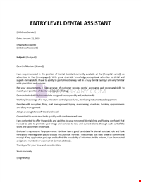 Dental Assistant cover letter