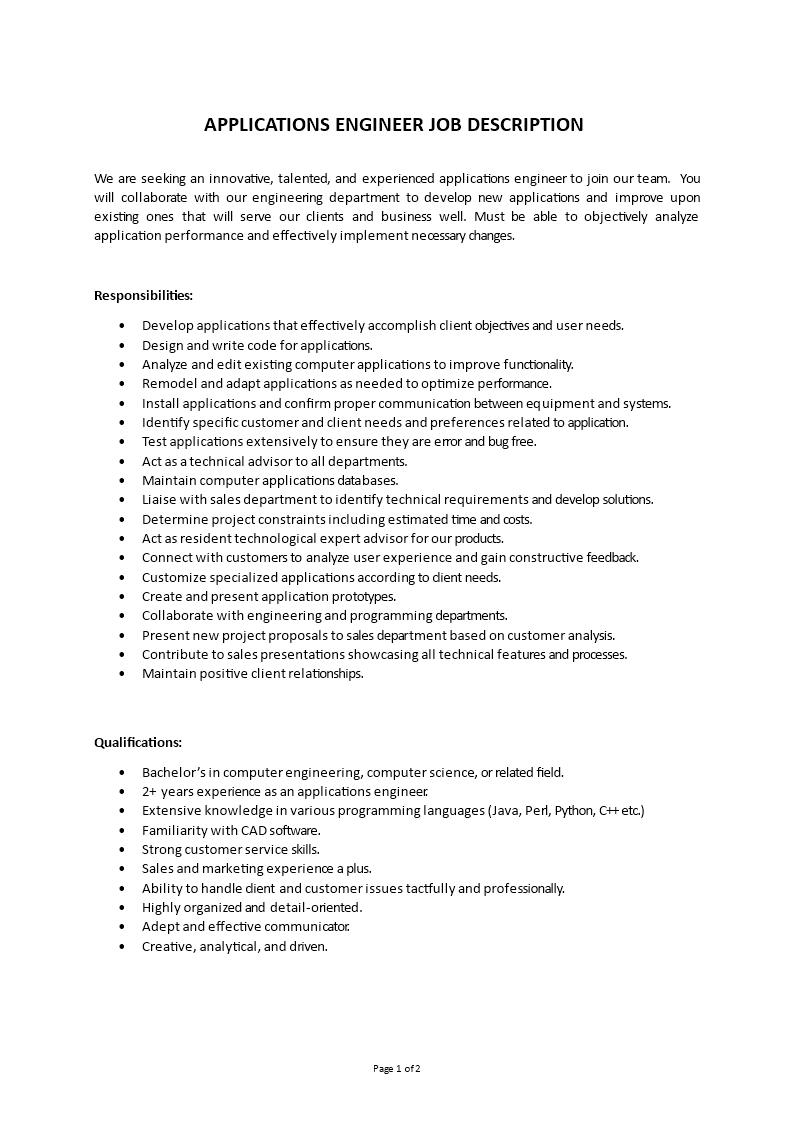 applications engineer job description Main Image applications engineer job description