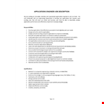 Applications Engineer Job Description example document template