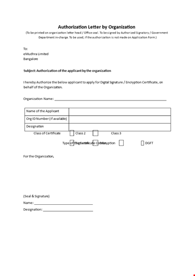 Letter Of Authorization By Organisation