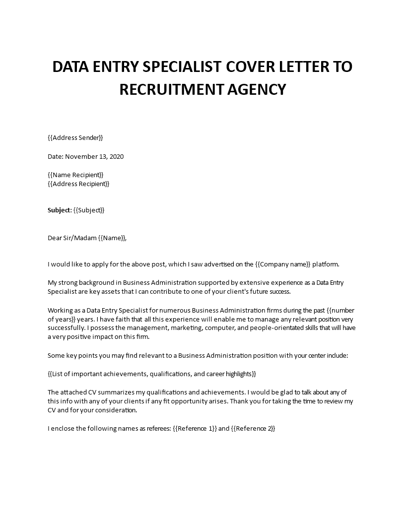 cover letter data entry specialist