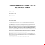 Cover letter Data Entry specialist example document template