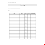Download Free Reading Log Template for Students and Class example document template