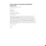 Teacher Without Experience Job Application Letter example document template 