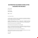 Automotive Salesman application letter example document template