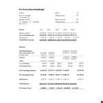 Pro Forma Operating Budget Template example document template