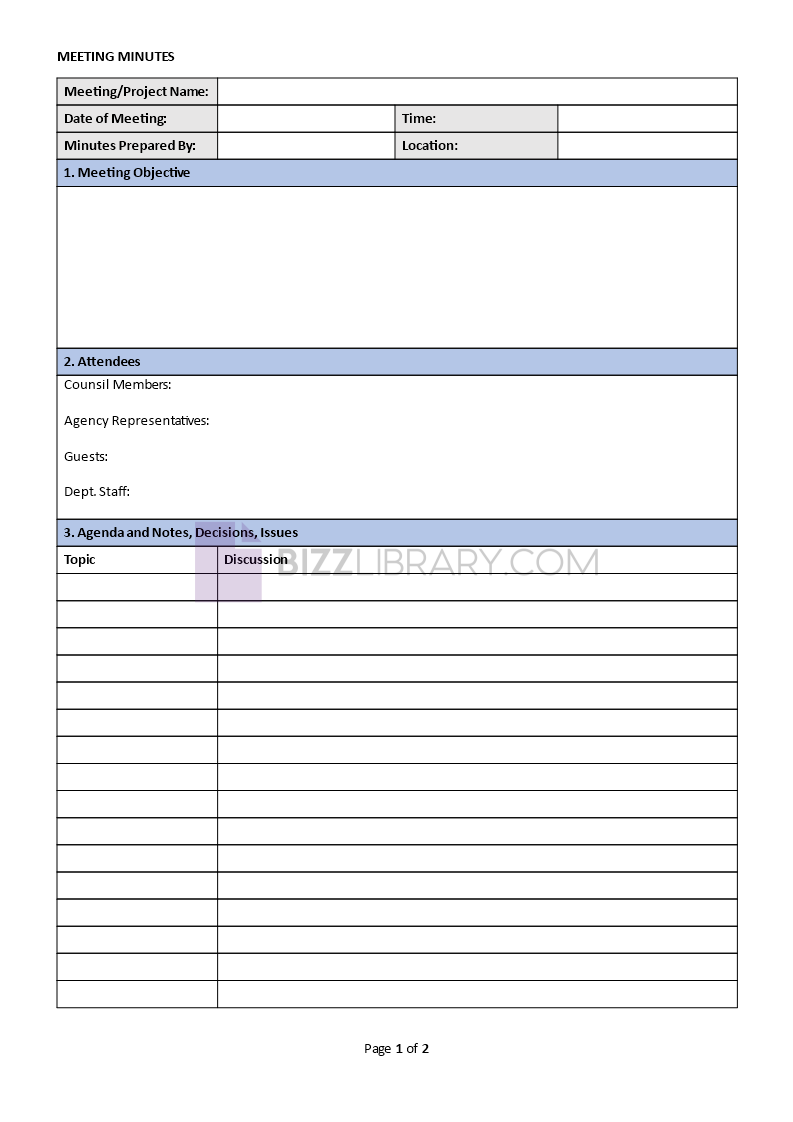 meeting minutes template in word template