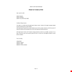 Proof of Funds Letter example document template