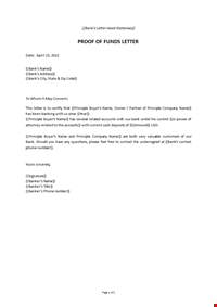 Proof of Funds Letter