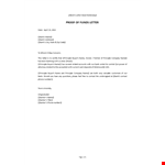 Proof of Funds Letter example document template 