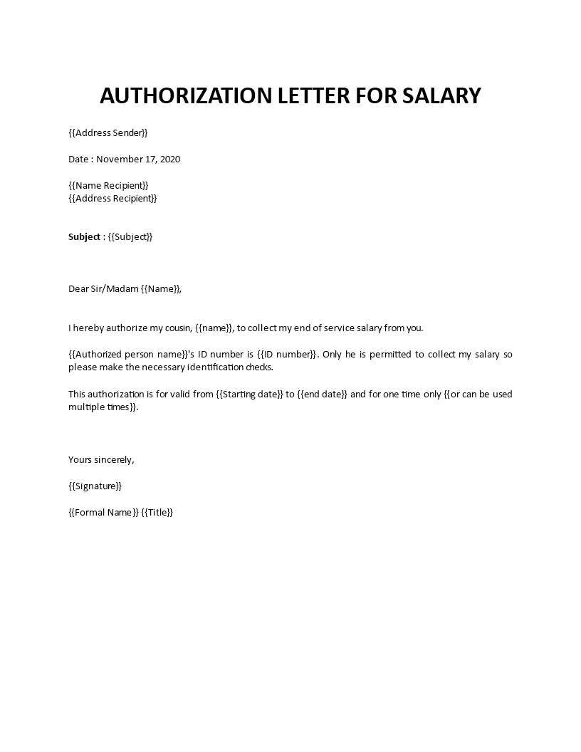 authorization letter for salary