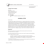 Sample Safety Warning Letter | Effective Statements | Juxtapid example document template
